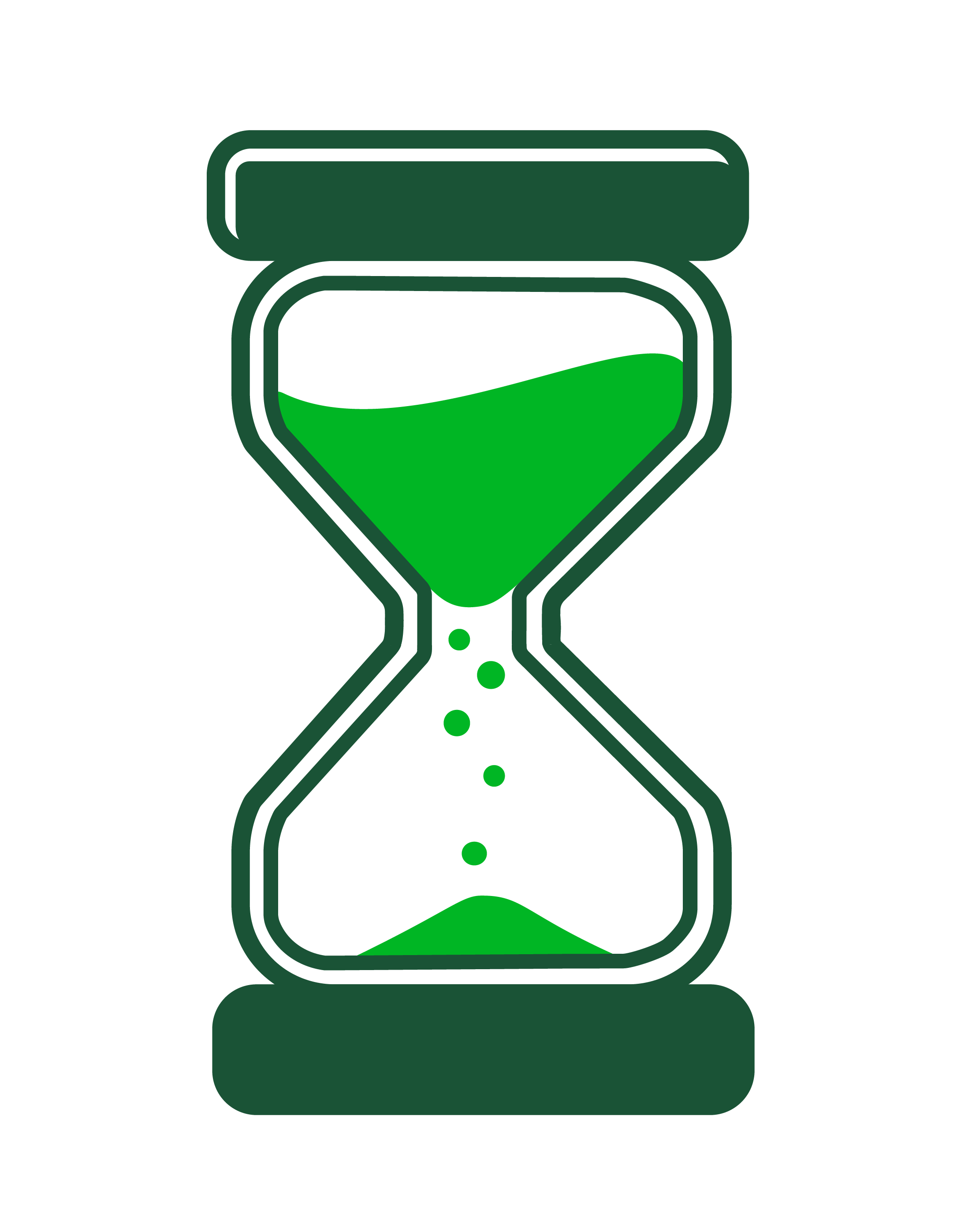 Hourglass sand timer, sand falling top to bottom